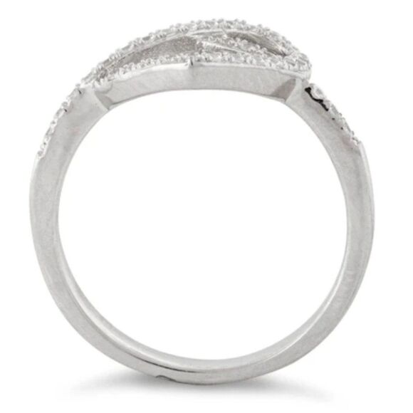 925 Sterling Silver CZ Diamond Heart Knot Sizes 6&7 - Picture 3 of 6